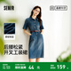森馬（Semir）森柔牛仔|商場同款牛仔連衣裙女腰帶2025夏季新款開叉工裝裙 牛仔黃泥染80325 XL
