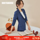 ROEYSHOUSE羅衣白領(lǐng)職業(yè)西裝外套新款通勤修身西服女02695 花灰藍(lán) XL