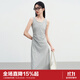 樂(lè )町無(wú)袖長(cháng)款針織連衣裙女2025年夏季新款簡(jiǎn)約開(kāi)叉韓系通勤裙 大象灰（現貨） L