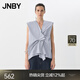 JNBY/江南布衣25夏新品襯衫女棉質(zhì)立體捏褶無(wú)袖V領(lǐng)寬松5P5214080 468/塵灰藍 S