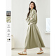 梵希蔓高級感穿搭一整套通勤套裝裙女春季新款外套半裙套裝 豆綠色  L