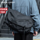 CavlslKcat斜挎包男士大容量單肩包休閑帆布工裝包潮牌郵差包短途旅行小背包 黑色小號40*15*23cm