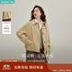 茵曼純棉復古收褶短款外套2025秋女裝新款落肩寬松上衣 淺卡其 S