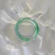 冰種翡翠晴水飄花手鐲老坑圓條飄綠花陽(yáng)綠玉手鐲緬甸a貨正品女款