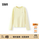 森馬（Semir）長袖T恤女吸濕速干分割戶外冬季2025插肩袖抓絨上衣109725101012