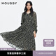 moussy 【劉亦菲同款】南法度假風(fēng)碎花浪漫優(yōu)雅連衣裙028ISX33-3711 020黑色 S