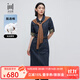 水云間復古風(fēng)藍色牛仔連衣裙女2025秋季新款通勤中長(cháng)款收腰顯瘦牛仔裙子 牛仔藍 S