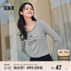 森馬長(zhǎng)袖T恤女短款蝴蝶結(jié)字母春秋溫柔蕾絲緊身上衣107624101001