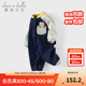 戴維貝拉（DAVE＆BELLA）嬰幼兒睡衣加絨男寶爬服0-6個(gè)月寶寶衣服冬裝新款幼童連體衣 藏青色【現貨】 90cm （建議身高80-90cm）