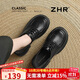 ZHR單鞋女英倫風(fēng)厚底樂(lè )福鞋女小個(gè)子增高配裙子黑色小皮鞋CE90黑色37