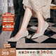 他她（TATA）酒杯鞋婚鞋新娘鞋伴娘鞋宴會(huì )高跟鞋女鞋細跟配裙子單鞋新 粉金（5.5cm）-流光款 38