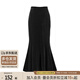 她池絲絨魚(yú)尾裙2025秋裝新款女復古修身包臀高腰中長(cháng)半身裙