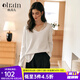 Olrain歐芮兒白色V領(lǐng)T恤女春季2025新款法式設(shè)計(jì)感蕾絲長(zhǎng)袖上衣 白色 M