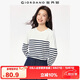 佐丹奴T恤女純棉條紋海軍風?；晟篱_叉下擺圓領(lǐng)長袖t恤女13322802