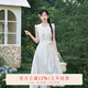 七月夕原創(chuàng  )設計 青檸酪 白月光方領(lǐng)連衣裙改良新國風(fēng)漢服裙子夏女 連衣裙 現貨 XS