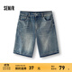 森馬（Semir）牛仔褲女遮胯顯瘦寬松復古潮夏季2025新款涼感百慕大短褲時尚 牛仔藍灰88401 25