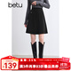 百圖betu女裝秋冬新款半身裙撞色線(xiàn)設計百搭短裙裙子女2410T73 黑色 M