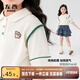 左西女童短袖T恤兒童夏季Polo衫2025新款女大童翻領(lǐng)上衣純棉 米白 150