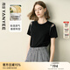 顏域黑色短袖T恤女2025夏季新款高級感天絲顯瘦氣質(zhì)露肩氣質(zhì)上衣 黑色 L