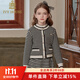 IVY HOUSE常春藤兒童裝女童套裝冬季新款  黑白撞色針織復(fù)古開(kāi)衫短裙親子裝 黑色 160cm(160/84A)