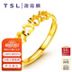 謝瑞麟（TSL）七夕禮物黃金戒指心連心女開口鏤空結(jié)婚足金指環(huán)YL950 約1.8g