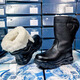 小五際華蒙古雪地靴牧馬高筒靴皮毛一體牛皮冬季戶(hù)外騎士靴草原牧羊羊毛靴 黑色羊毛 42 (260mm)