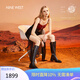 NINE WEST/玖熙騎士靴牛皮高筒粗跟皮靴顯瘦長(cháng)靴女NG250039CK 黑色 37