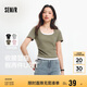 森馬（Semir）短袖t恤女短款假兩件百搭上衣25夏裝顯瘦U領(lǐng)套頭衫109325100015