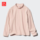 優(yōu)衣庫童裝女童HEATTECH羅紋高領(lǐng)T恤長(cháng)袖保暖內搭打底衫474137 10 水粉色 120