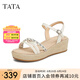 他她（TATA）法式氣質(zhì)坡跟涼鞋女鞋度假風(fēng)厚底涼鞋2025夏新款UQA01BL5 米白 37
