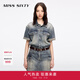 MISS SIXTY2025春季新款牛仔連衣裙女配腰帶短袖復(fù)古工裝短裙防曬 中藍(lán) S