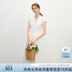 范思藍恩法式復(fù)古翻領(lǐng)短袖襯衫連衣裙女2025夏裝新款高腰A字裙子 白色 M