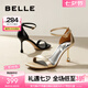 百麗（Belle）花樣年華一字帶涼鞋女商場3AB33BY4 黑色【單依純同款】 37 (235mm)