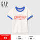 Gap男幼童2025夏季新款純棉印花logo短袖T恤兒童裝上衣美版763015 白色 110 /60(5-6歲)