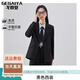 戈賽亞（gesaiya）灰色西裝套裝女感2025新款大學(xué)生面試正裝通勤休閑西服外套秋 黑色西裝 XL
