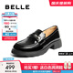 百麗（Belle）質(zhì)感抓皺樂(lè )福鞋女2025秋新商場(chǎng)同款牛皮jk樂(lè )福鞋E1G1DCA5 黑色 38 (240mm)