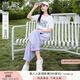 香影休閑套裝女2025年夏季新款一整套搭配短袖t恤紫色褲子兩件套 紫色 L