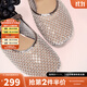 他她（TATA）法式氣質(zhì)透氣涼鞋女鞋平底網(wǎng)面單鞋2025夏季新款 槍色 39