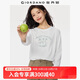 佐丹奴長(cháng)袖T恤女純棉打底衫法式花朵印花寬松圓領(lǐng)上衣女05395782 16皎白 S