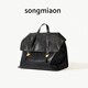 SONGMIAON情人節禮物雙肩背包女通勤單肩斜挎大學(xué)生書(shū)包高級感大容量旅行包 煙墨黑 大號