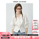 VEGA CHANGVEGA CHANG白色襯衫女2025新款春秋裝翻領(lǐng)泡泡袖薄款中袖收腰上衣 象牙白 S