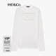 MO&Co.輕薄T恤2025夏新品沙爽棉質個性印花寬松長袖圓領落肩MBE2TEE028 本白色 S /160