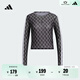 adidas休閑滿印修身圓領長袖T恤女裝秋季阿迪達斯官方輕運動 黑色/淺粉   L