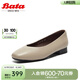 Bata淺口單鞋女2025春商場新款羊皮百搭軟底通勤舒適單鞋AWV30AQ5 淺灰 38