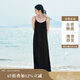 茵曼女裝吊帶碎花印花連衣裙春夏季海邊度假風(fēng)長裙子 黑色 L