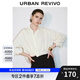 UR2025春季新款女裝輕通勤褶皺超寬松長袖罩衫襯衫UWM250014 米白 (偏寬松) M (M-L)