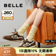百麗（Belle）流心糖復古撞色阿甘鞋女2025秋新商場款運動風休閑鞋E7H1DCM5預售 棕色 3.5CM增高 37