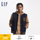 Gap男女裝貼布繡logo無(wú)袖棒球服外套活力背心639071 海軍藍 L (175/96A) 亞洲尺碼