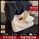 CharisKitty小c&k帆布包包女款2025年新款水桶女包通勤托特包生日圣誕節禮物 CK女包-米白色Off-white【贈掛飾】