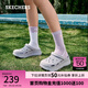斯凱奇（Skechers）洞洞鞋夏季厚底沙灘涼鞋女外穿高級(jí)感包頭踩屎感多巴胺泡泡鞋 薰衣草色/LAV 36 尺碼偏大，建議選小一碼
